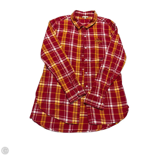 Top Long Sleeve By Cme In Red & Yellow, Size: L
