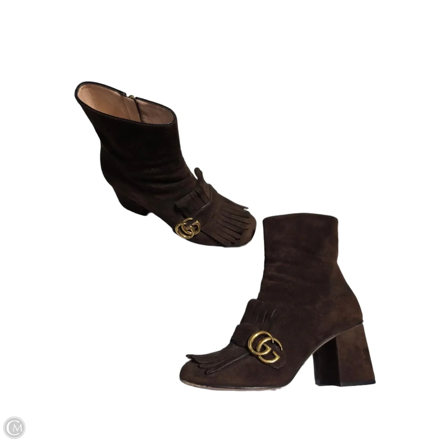 Boots Luxury Designer By Gucci In Brown, Size: 8.5
