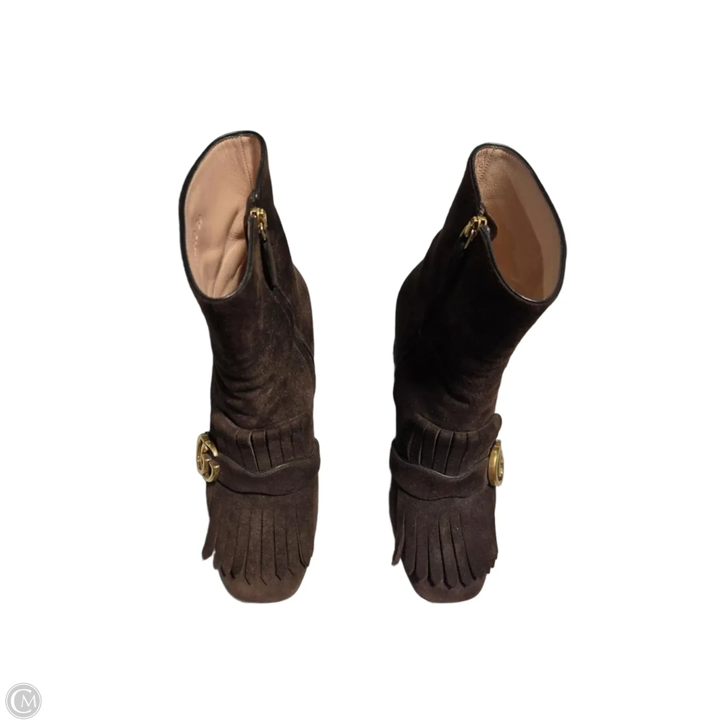 Boots Luxury Designer By Gucci In Brown, Size: 8.5