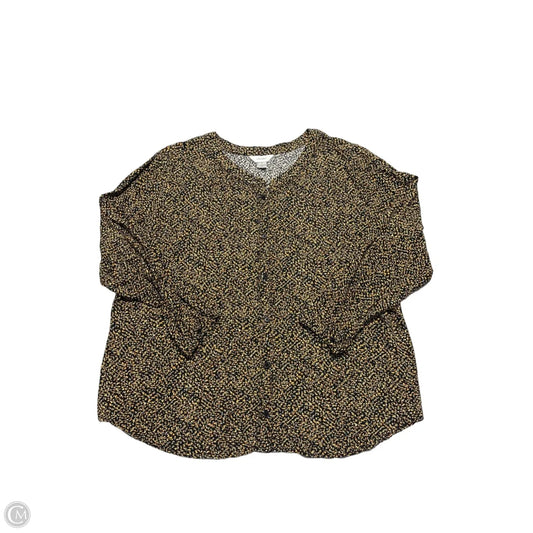 Top Long Sleeve By Cj Banks In Brown & Yellow, Size: 1x