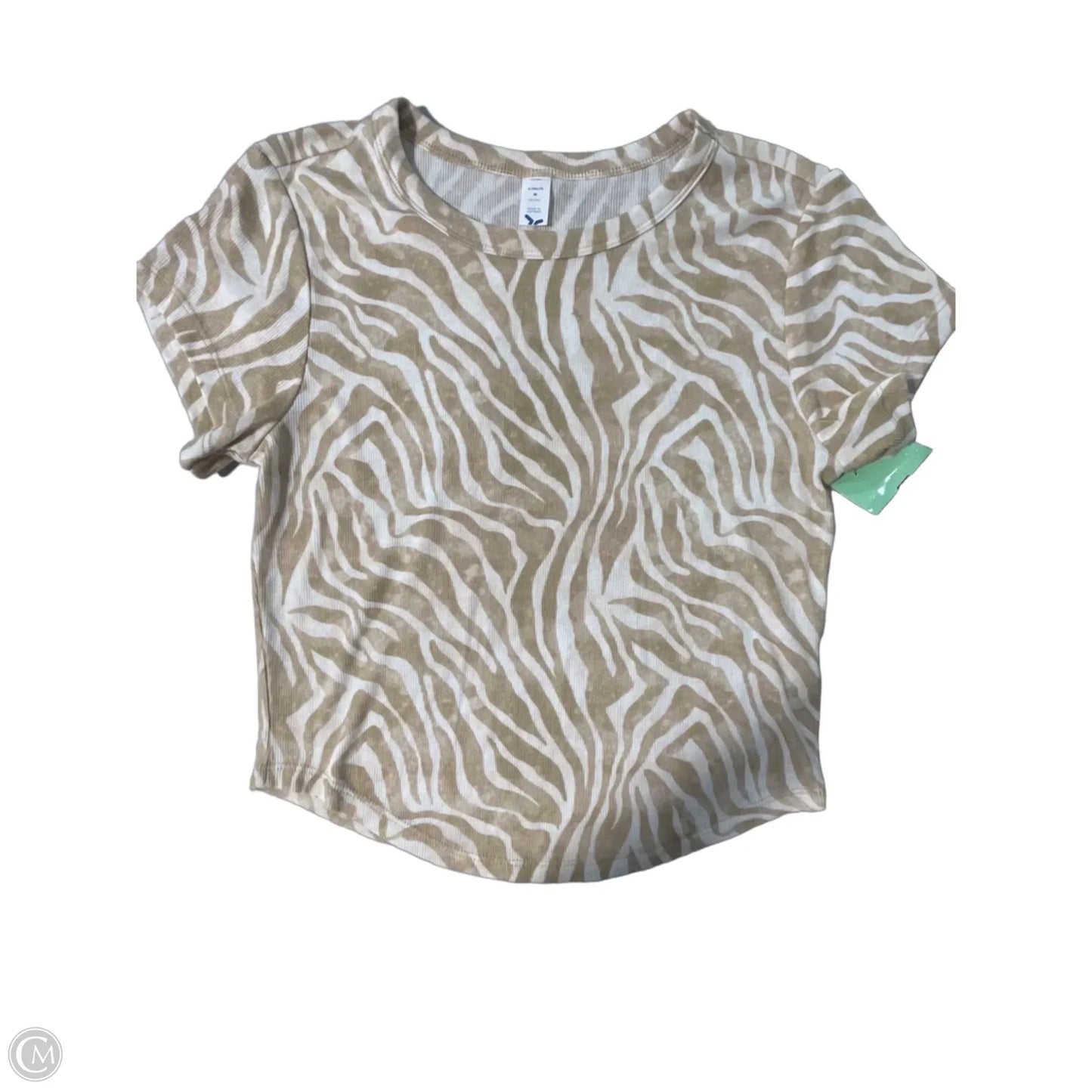 Top Short Sleeve By Old Navy In Tan & White, Size: M