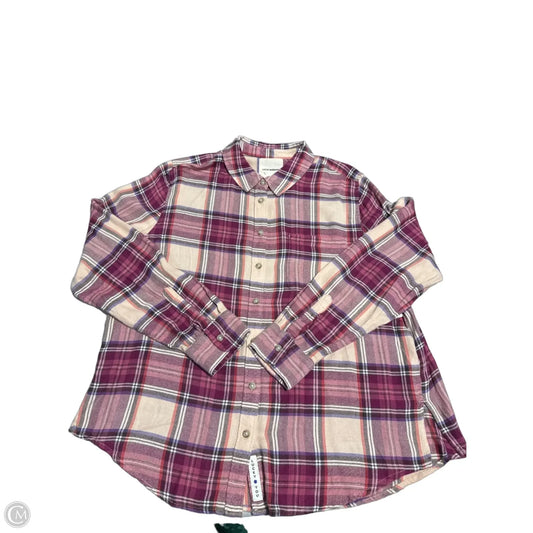 Top Long Sleeve By Lucky Brand In Plaid Pattern, Size: M