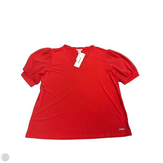 Blouse Short Sleeve By Calvin Klein In Red, Size: M