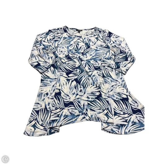 Top 3/4 Sleeve By Alfani In Blue & White, Size: 2x