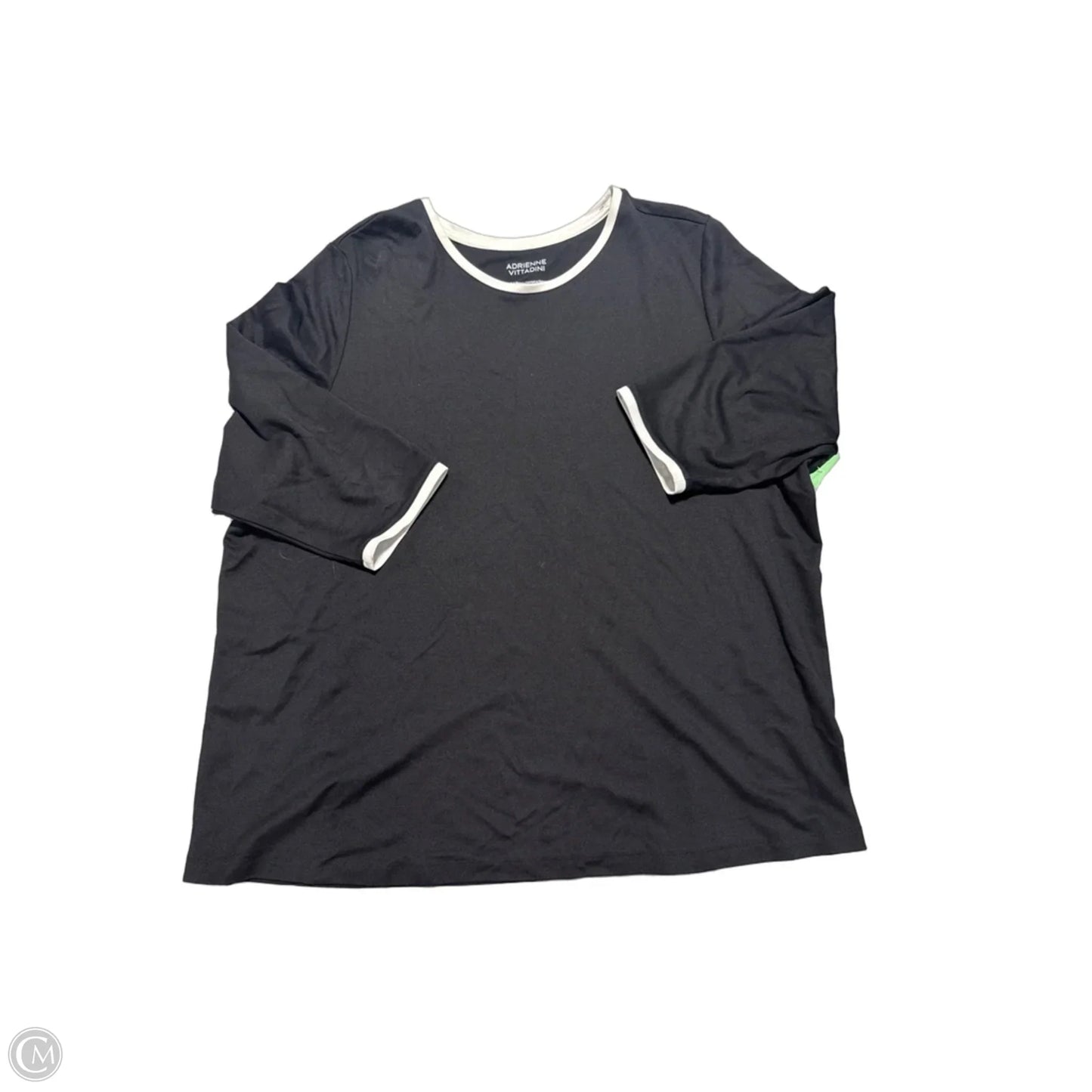 Top 3/4 Sleeve By Adrienne Vittadini In Black & White, Size: 3x