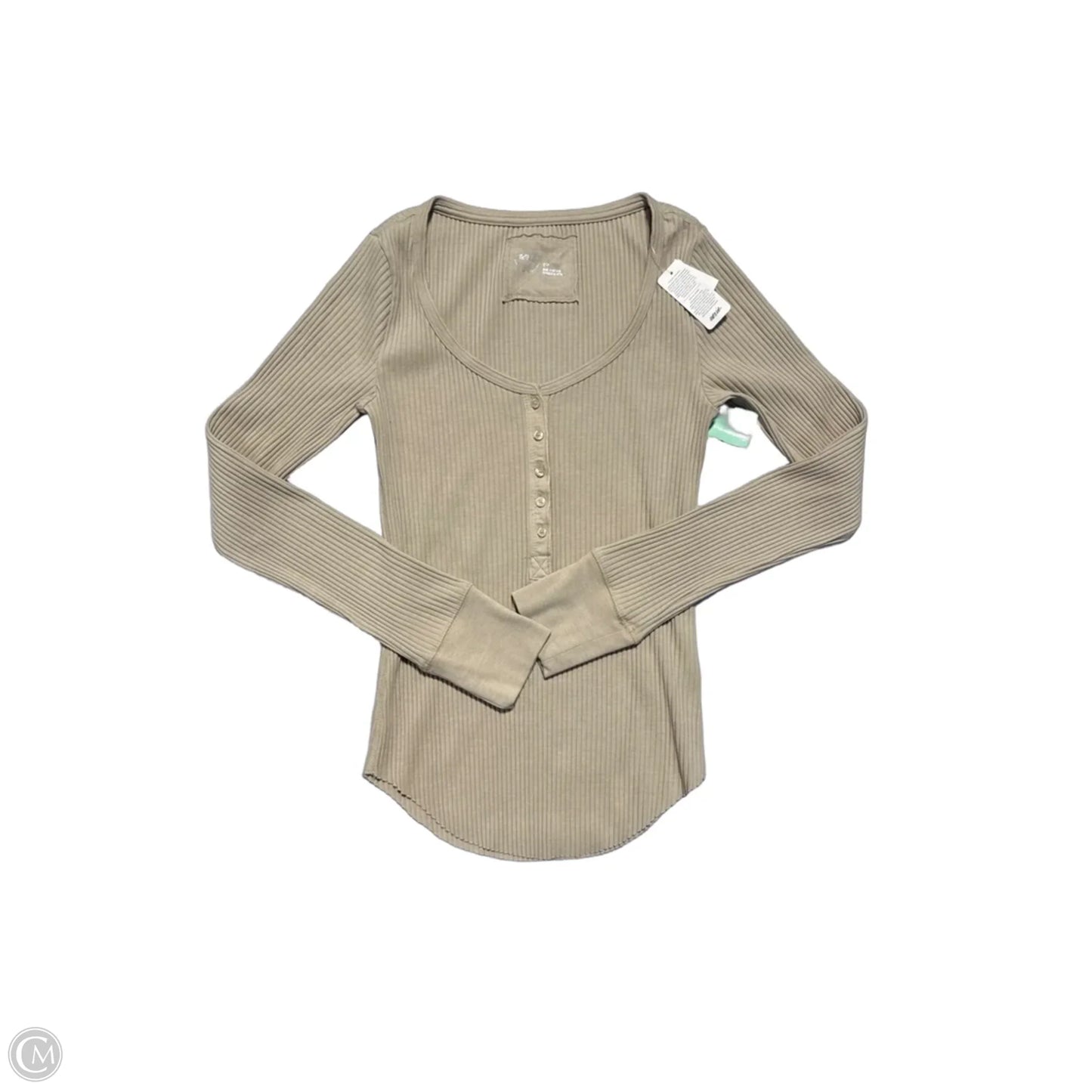 Top Long Sleeve By Aerie In Tan, Size: S