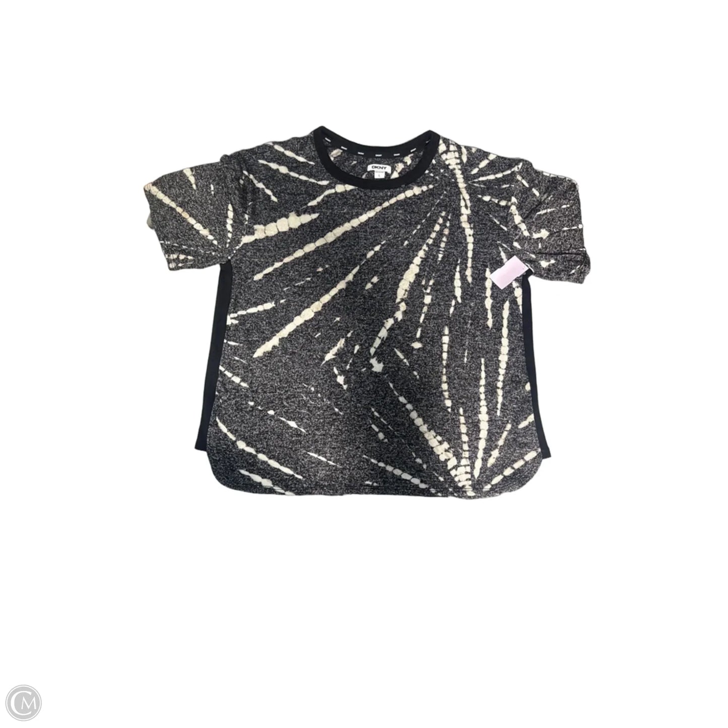 Top Short Sleeve By Dkny In Black & Grey, Size: L