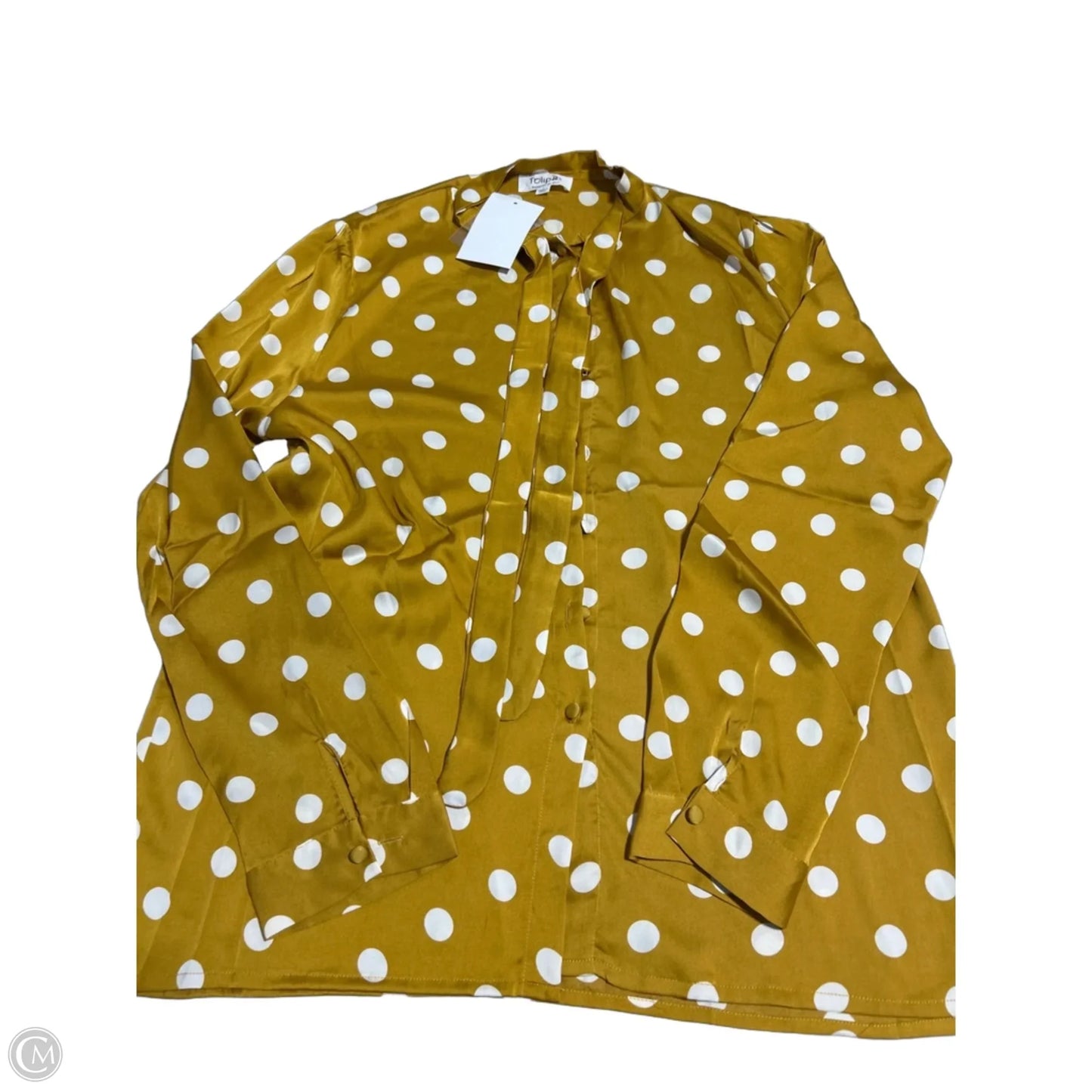 Top Long Sleeve By Cme In Yellow, Size: L