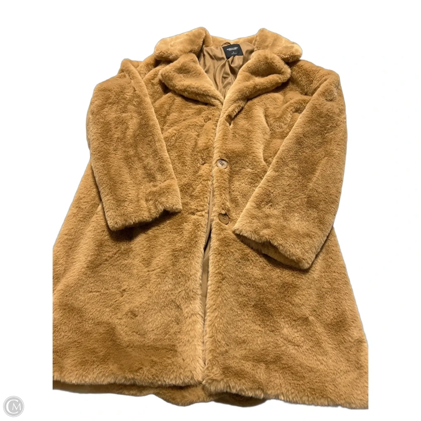 Coat Faux Fur & Sherpa By Simply Vera In Brown, Size: L