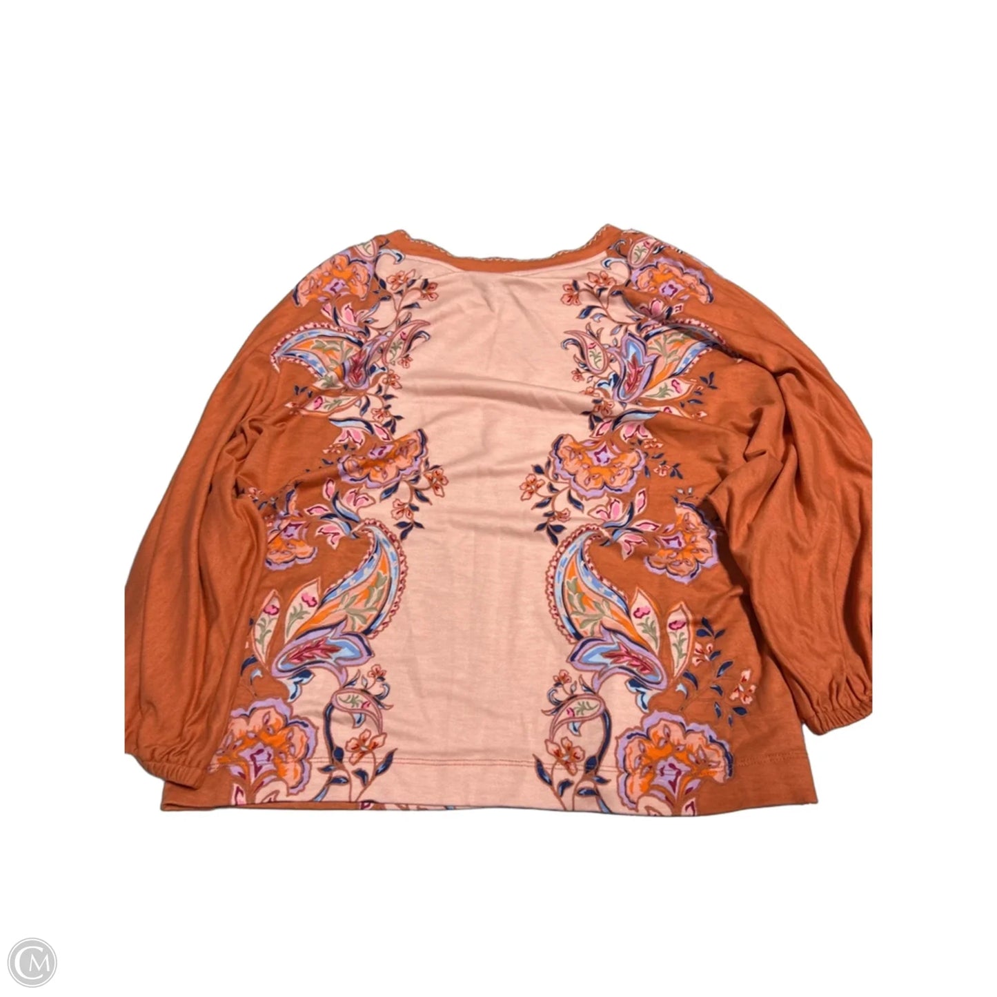 Top Long Sleeve By Democracy In Orange & Pink, Size: L