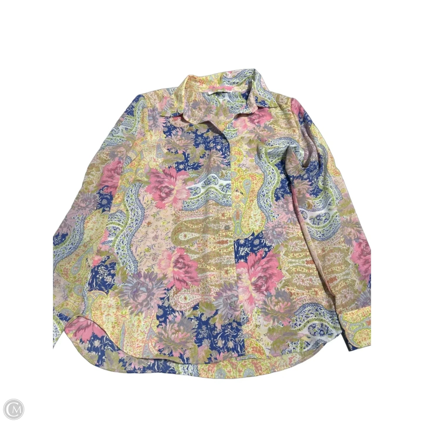 Top Long Sleeve By Rose And Olive In Green & Pink, Size: M