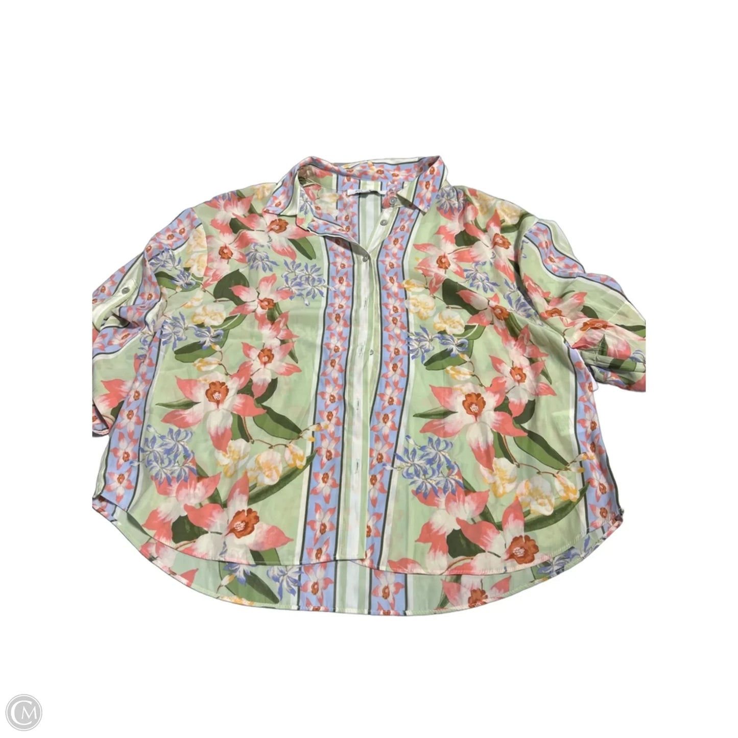 Top Long Sleeve By Adrianna Papell In White, Size: L