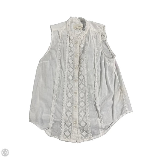 Top Sleeveless By Anthropologie In White, Size: S