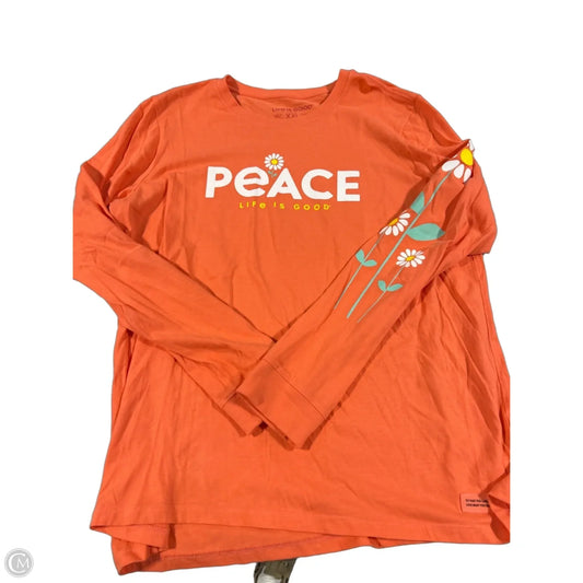 Top Long Sleeve By Life Is Good In Coral, Size: Xxl
