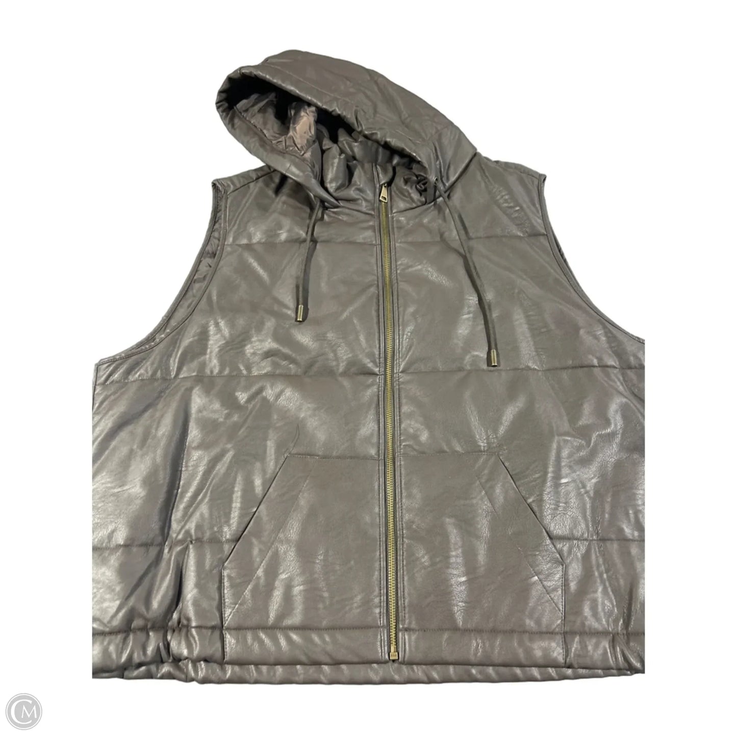 Vest Puffer & Quilted By Charlie B In Brown, Size: Xxl