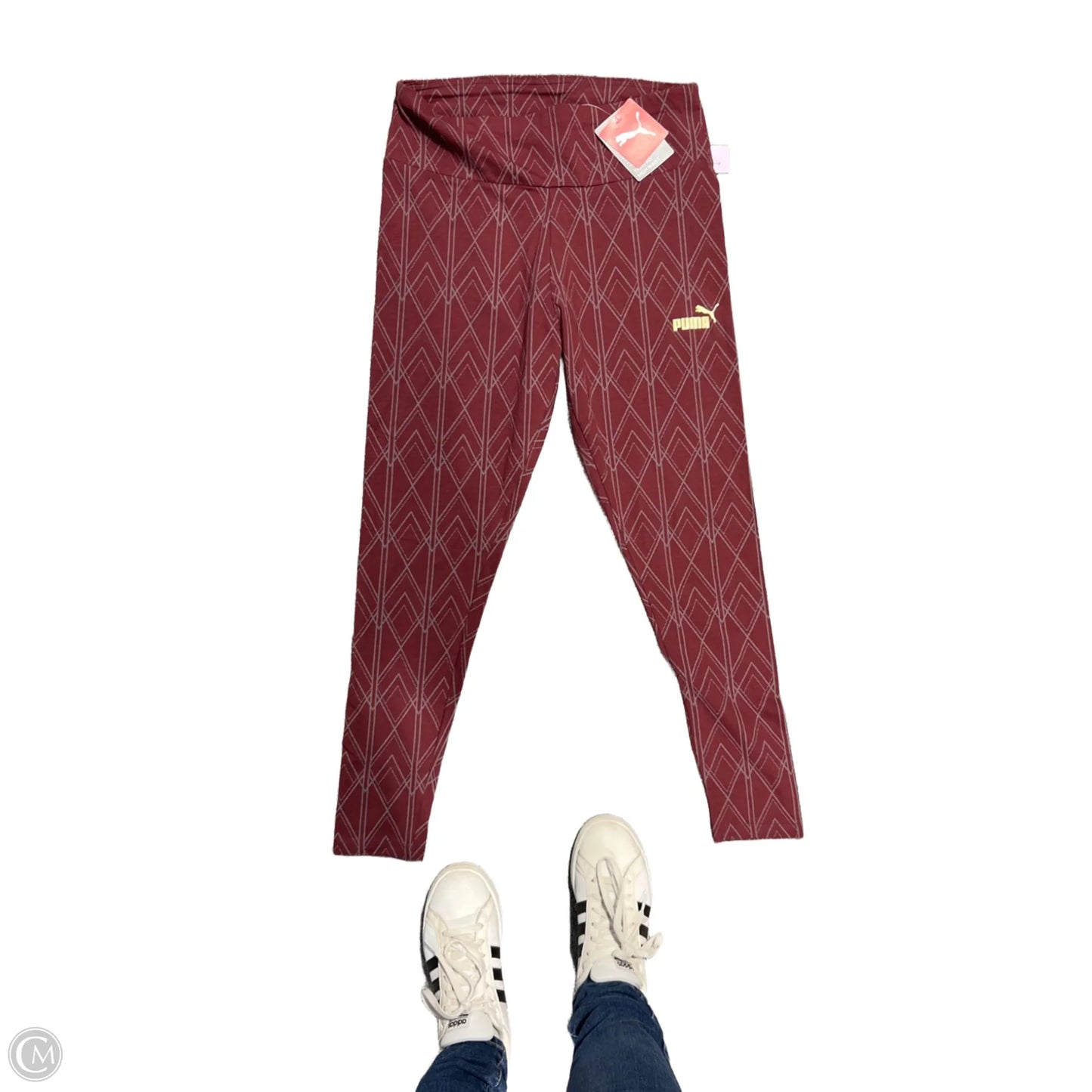 Athletic Leggings By Puma In Maroon, Size: L