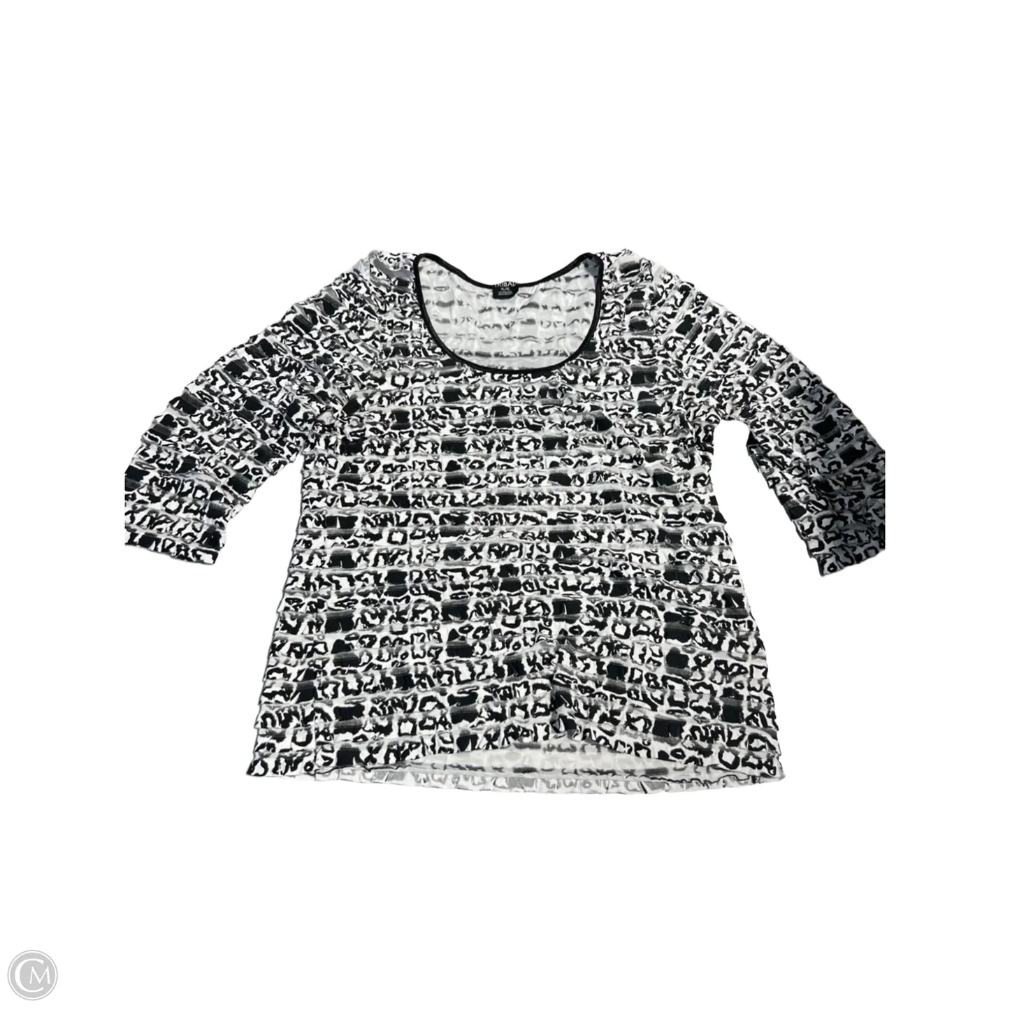 Top 3/4 Sleeve By Tribal In Black & White, Size: Xl