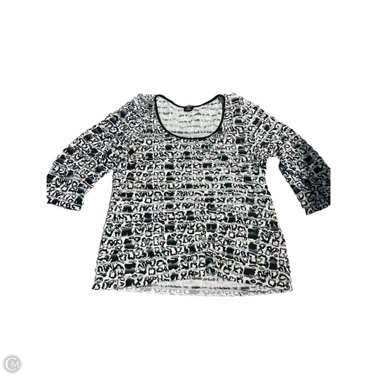 Top 3/4 Sleeve By Tribal In Black & White, Size: Xl