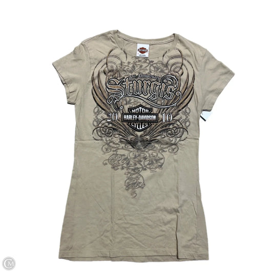 Top Short Sleeve By Harley Davidson In Beige, Size: Xl