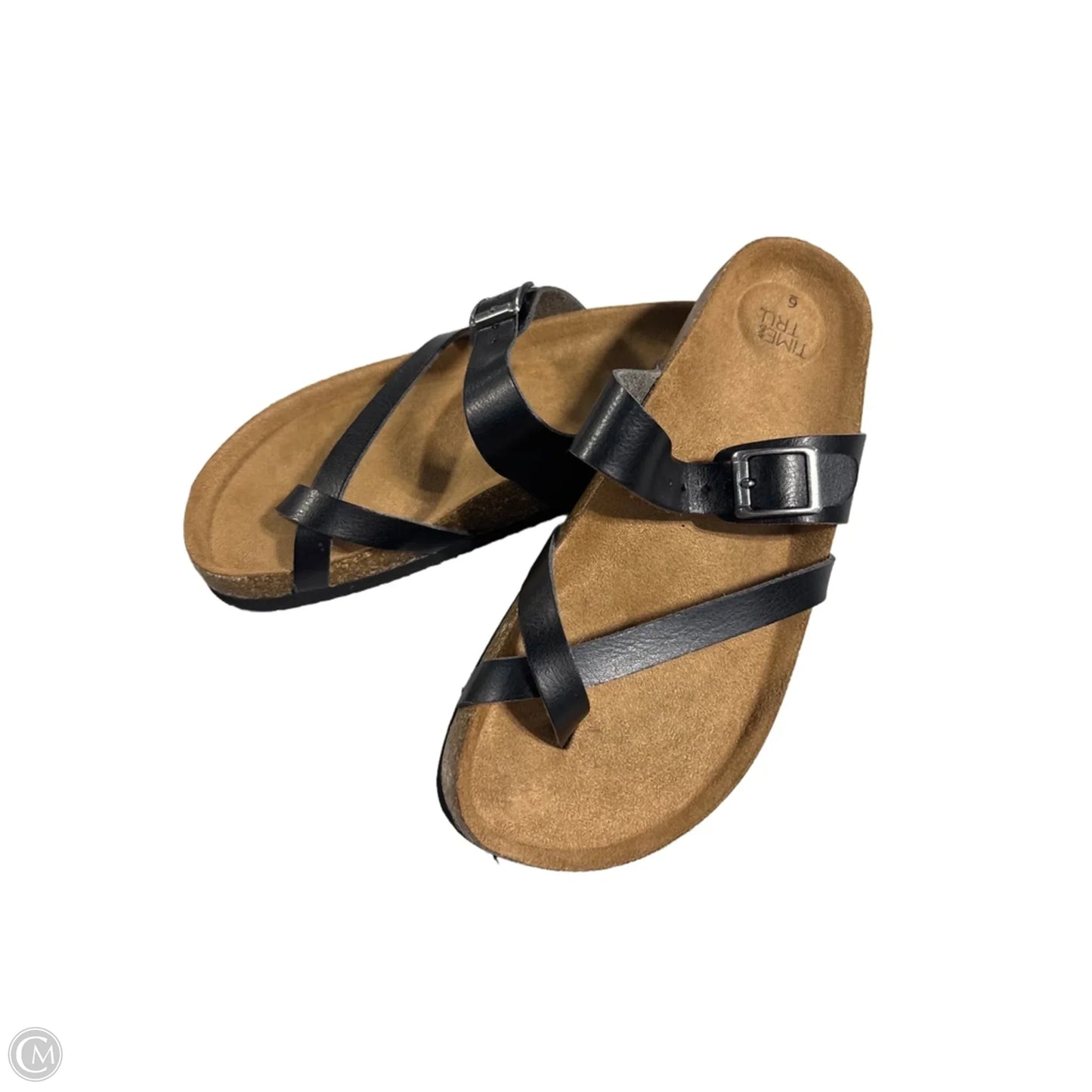 Sandals Flats By Time And Tru In Black & Brown, Size: 6