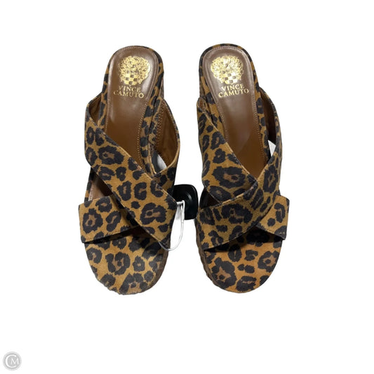 Sandals Heels Wedge By Vince Camuto In Animal Print, Size: 10