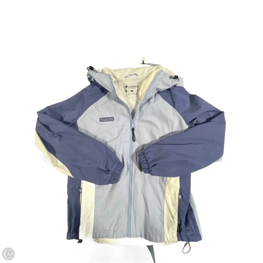 Jacket Windbreaker By Columbia In Blue & White, Size: L