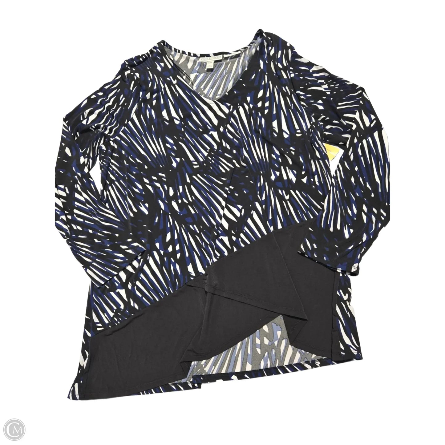 Top Long Sleeve By Dana Buchman In Black & Blue, Size: Xxl