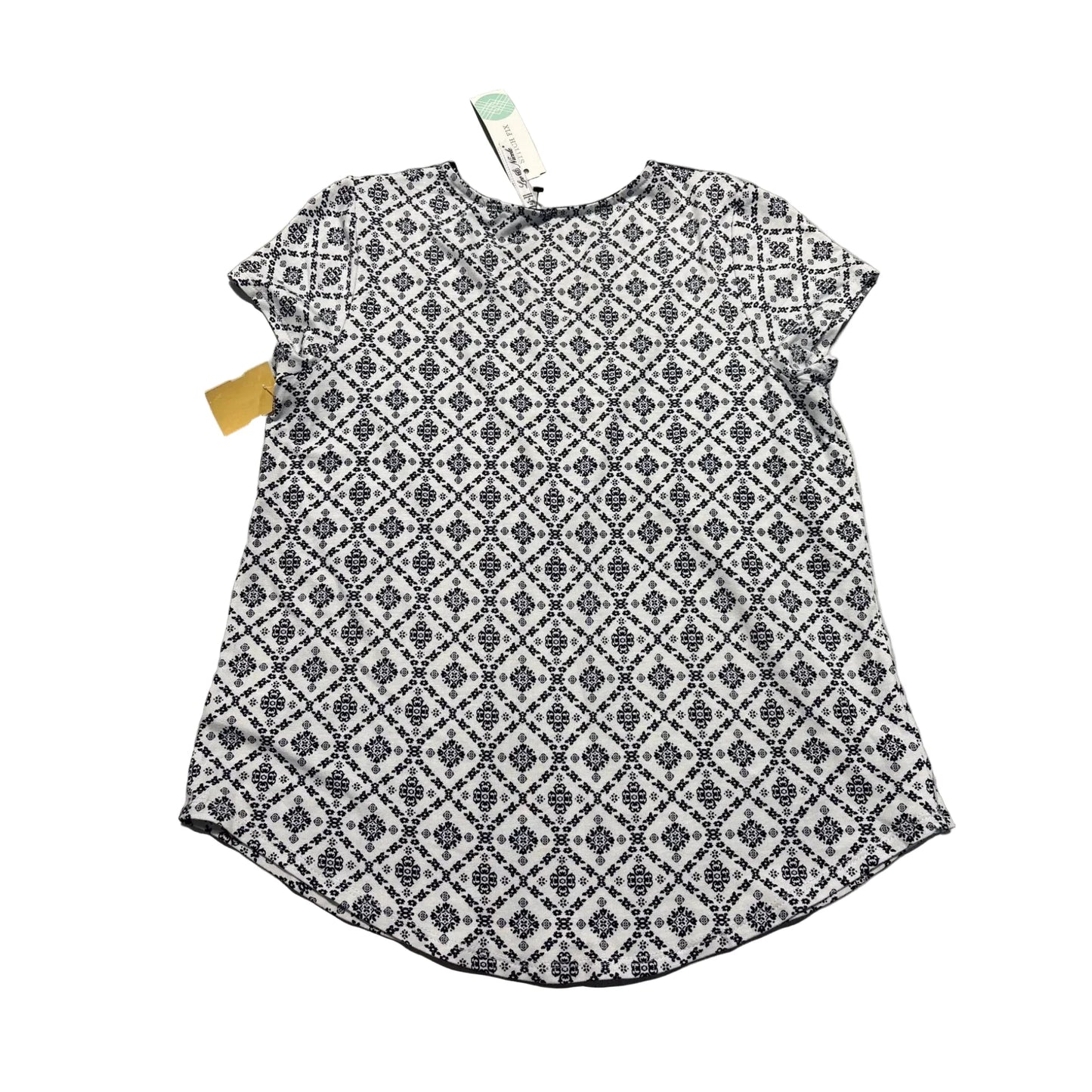 Top Short Sleeve By Leo And Nicole In Black & White, Size: S