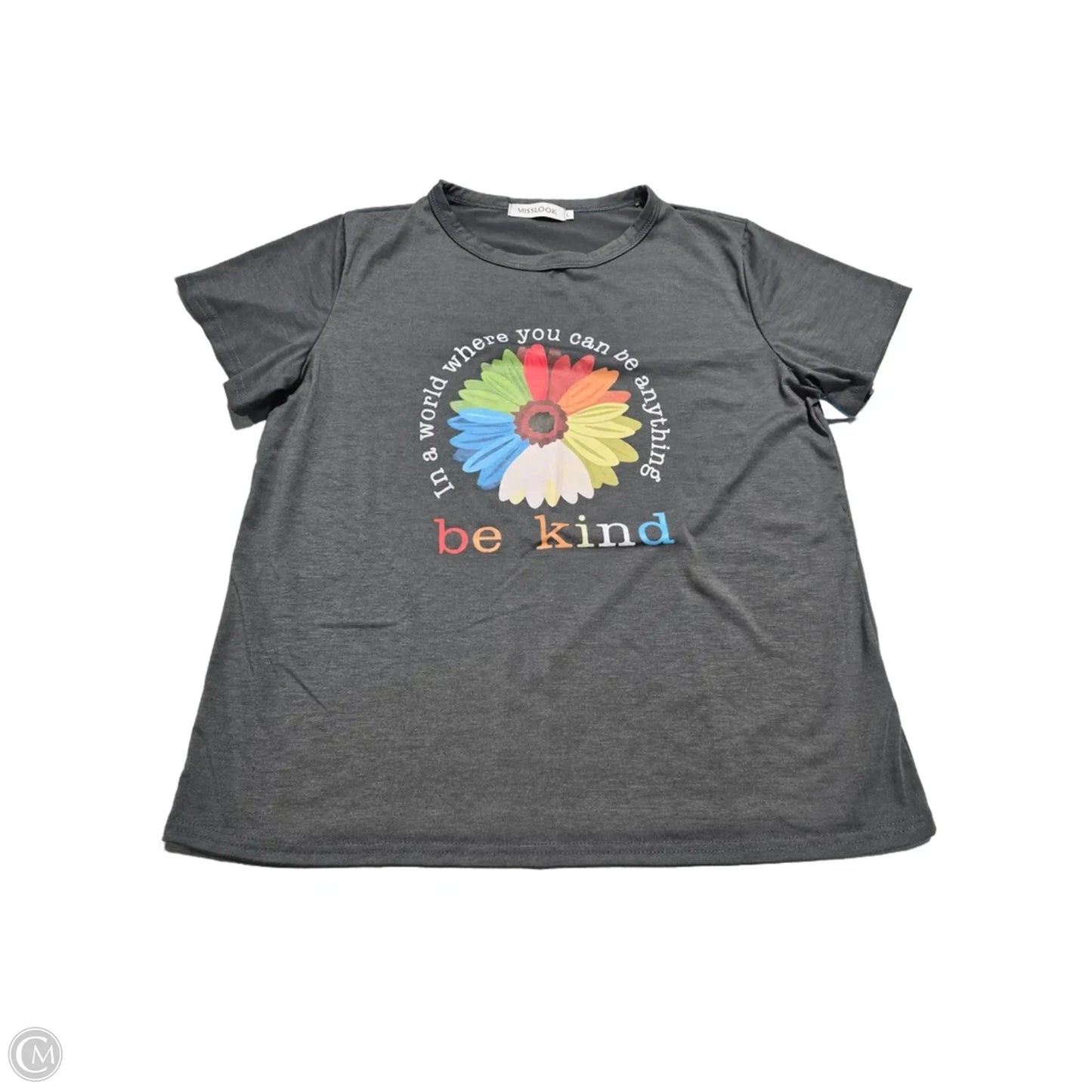 Top Short Sleeve By Misslook In Grey, Size: L