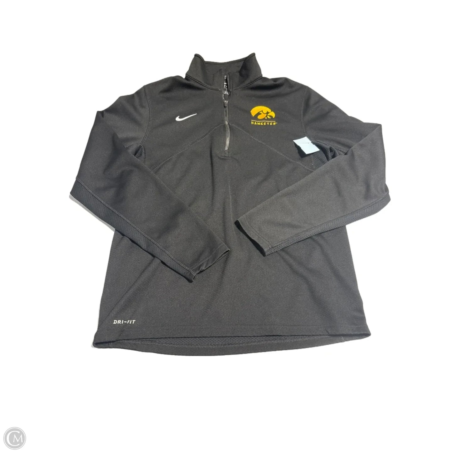 Athletic Top Long Sleeve Collar By Nike In Black, Size: M