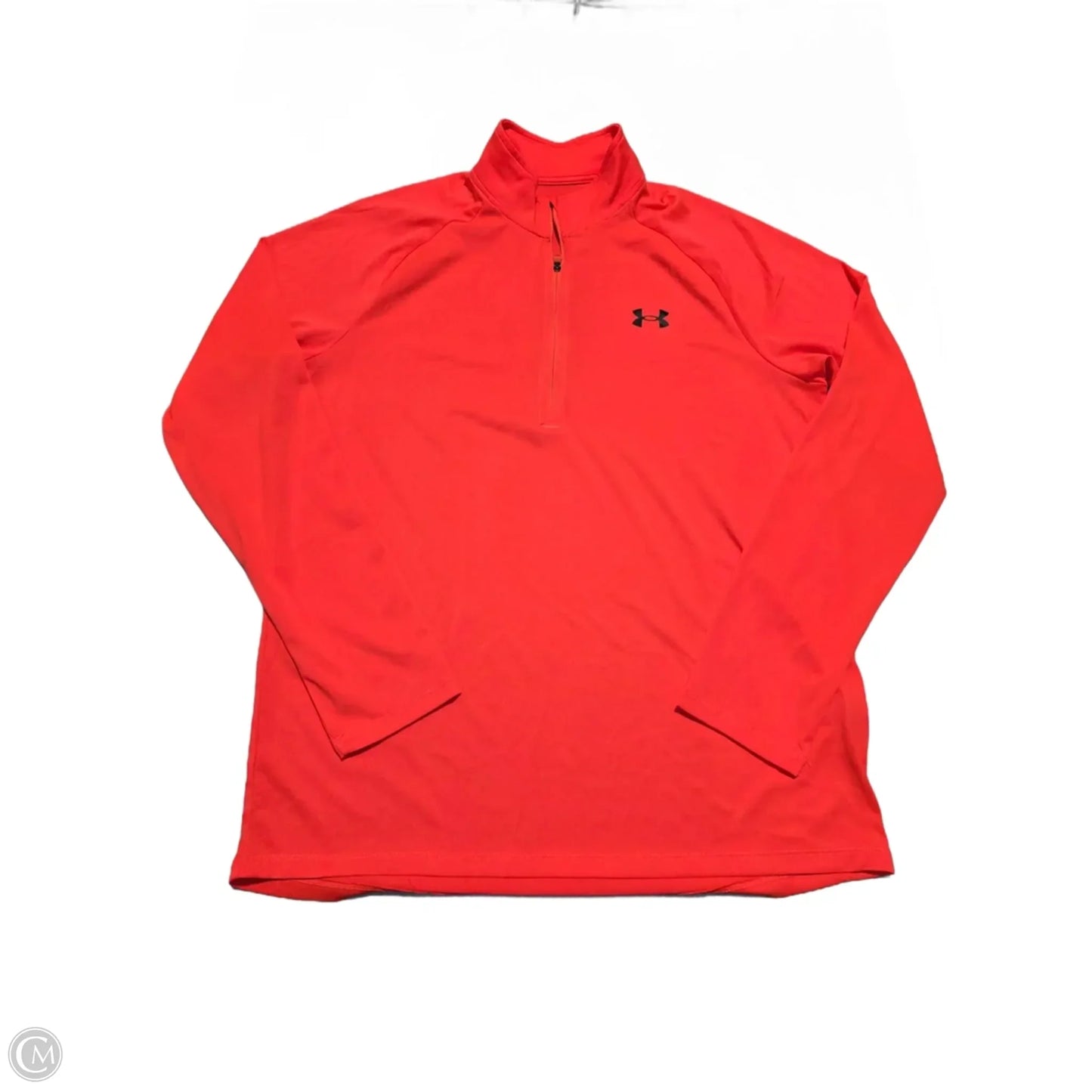 Athletic Top Long Sleeve Collar By Under Armour In Orange, Size: M