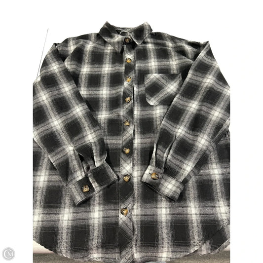 Top Long Sleeve By Cmc In Checkered Pattern, Size: L