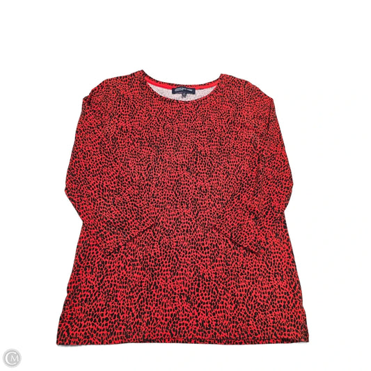 Top Long Sleeve By Jones New York In Red & Silver, Size: L