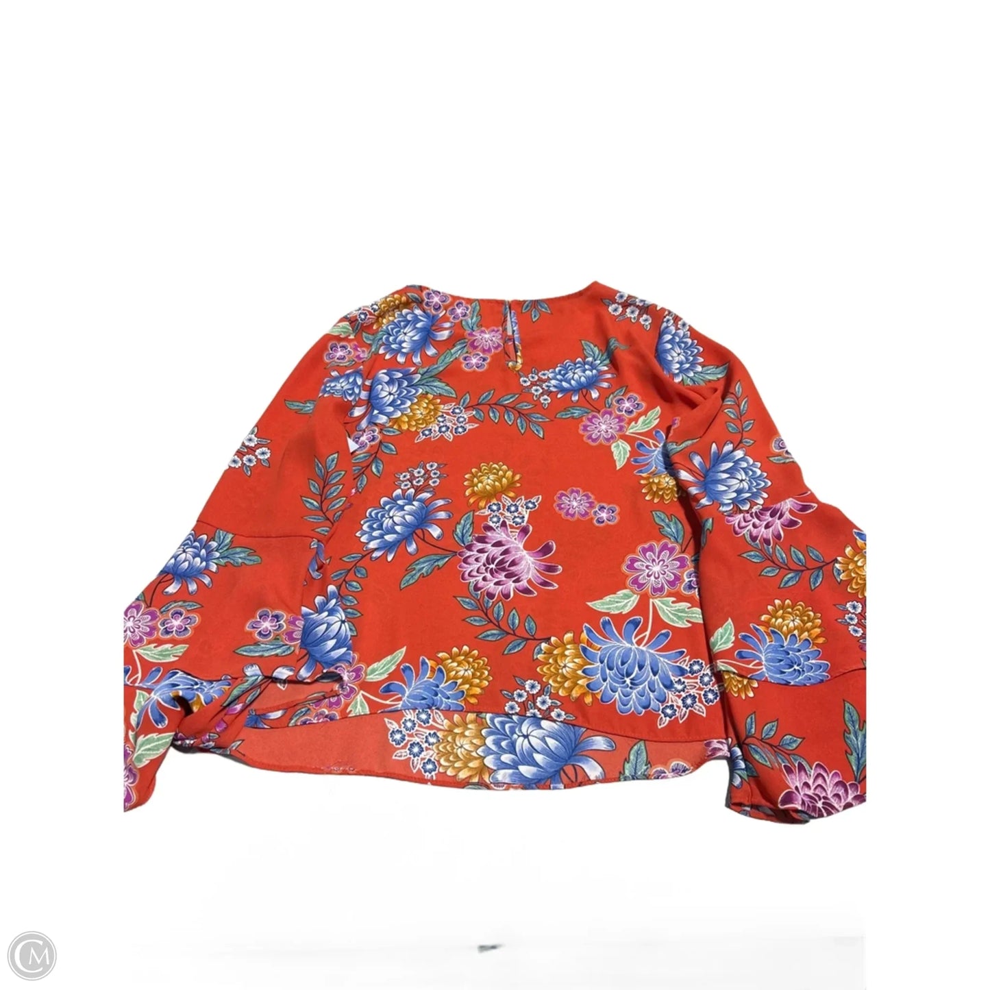 Blouse Long Sleeve By Adrienne Vittadini In Floral Print, Size: M