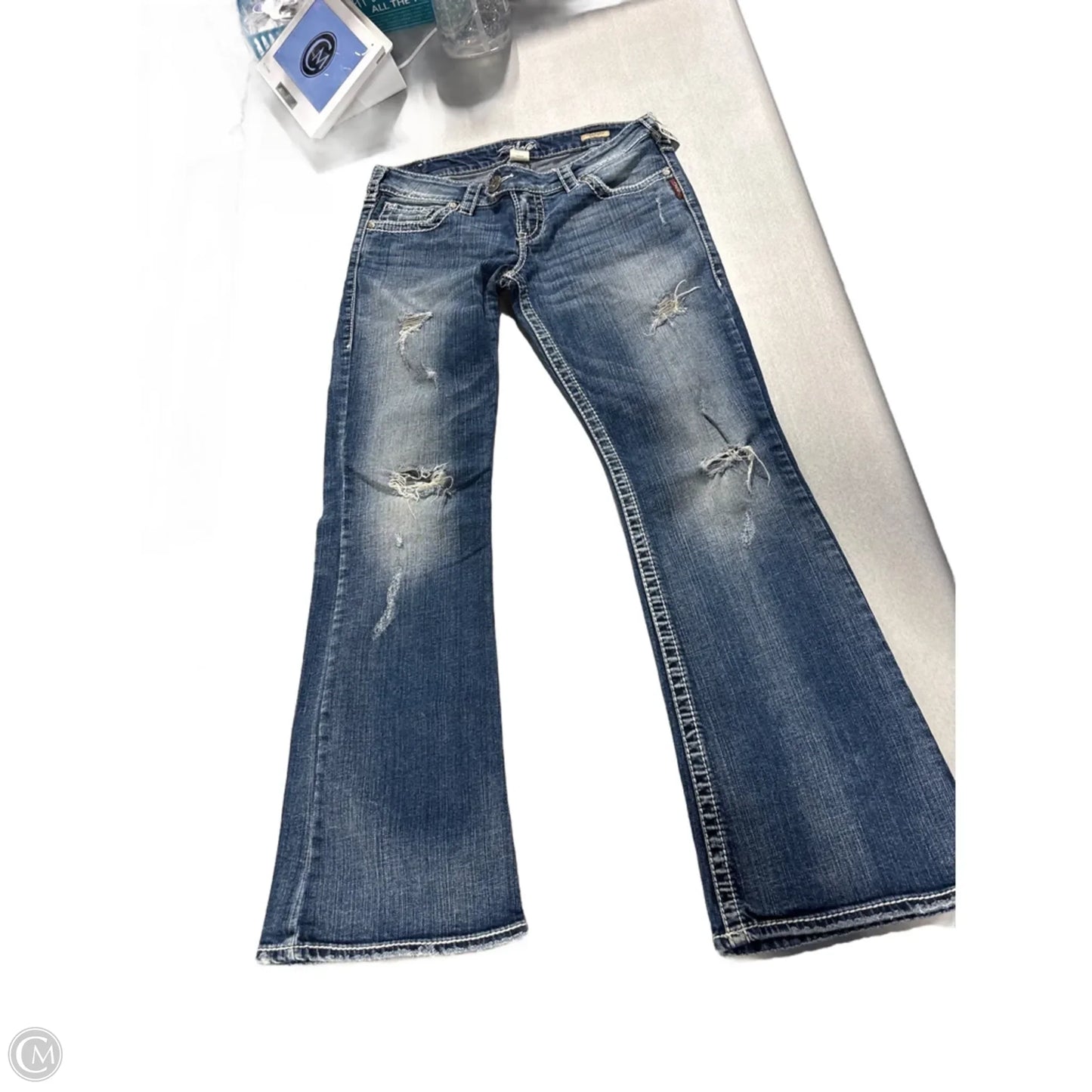 Jeans Boot Cut By Silver In Blue Denim, Size: 12