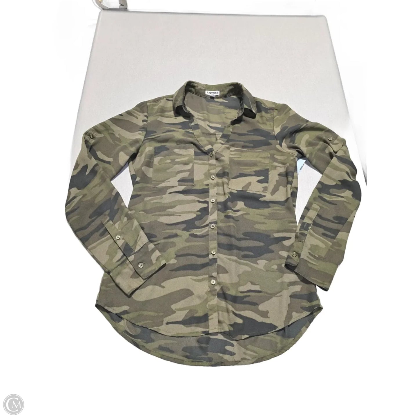 Top Long Sleeve By Express In Camouflage Print, Size: S