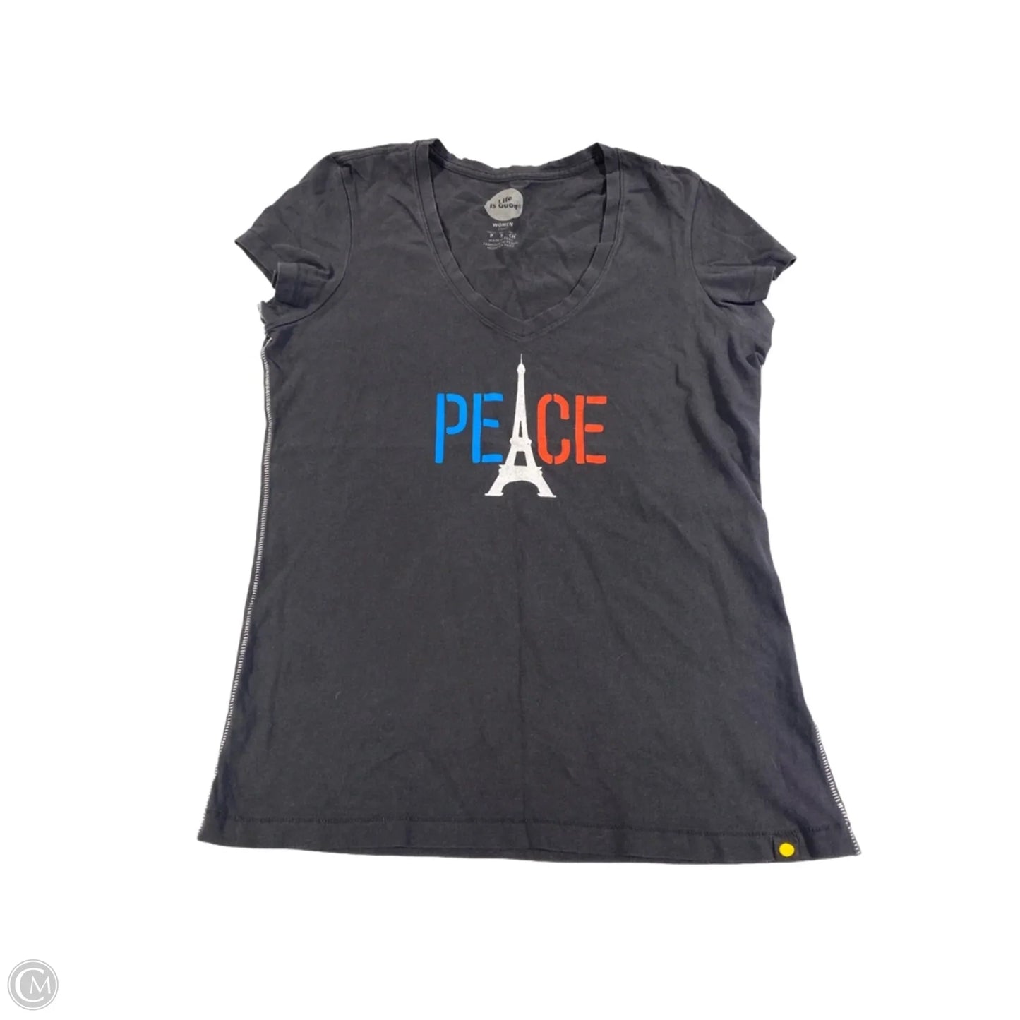 Top Short Sleeve By Life Is Good In Grey, Size: S