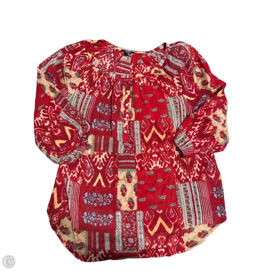 Top Long Sleeve By Chaps In Red, Size: 1x