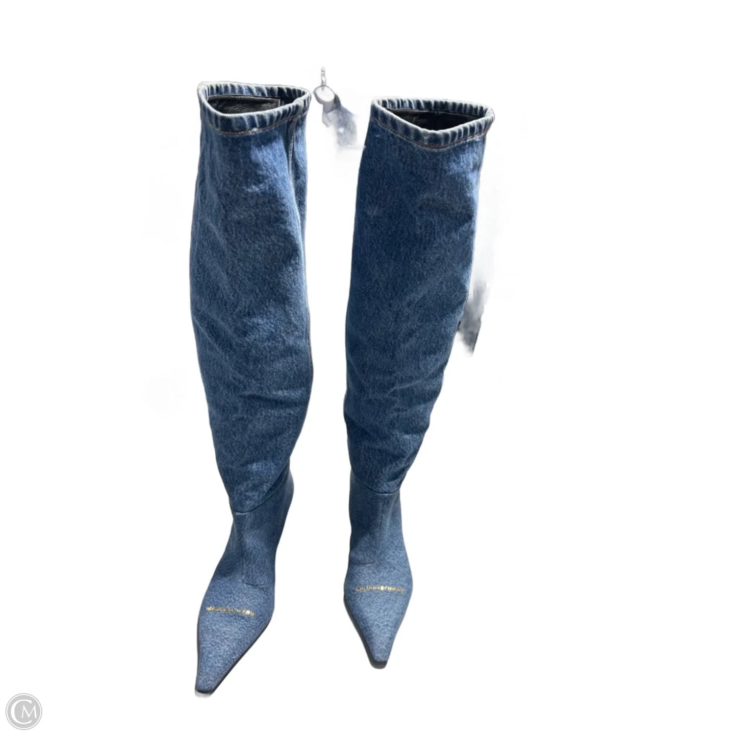 Boots Luxury Designer By Alexander Wang In Blue Denim, Size: 8.5