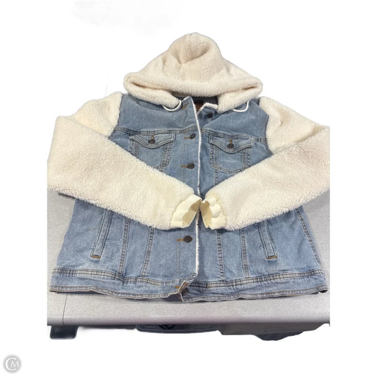 Jacket Faux Fur & Sherpa By Maurices In Blue Denim, Size: Xxl