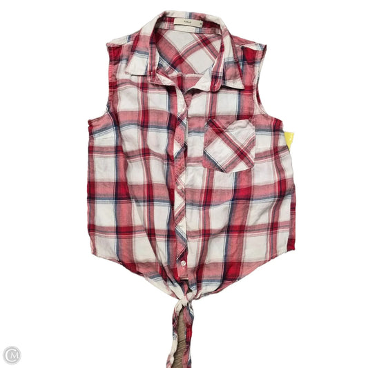 Top Sleeveless By Cmc In Plaid Pattern, Size: S