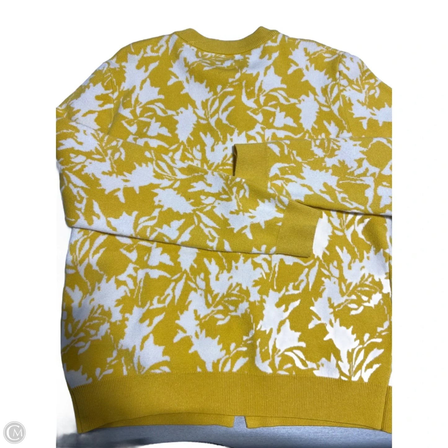 Sweater Cardigan By Cmc In White & Yellow, Size: L