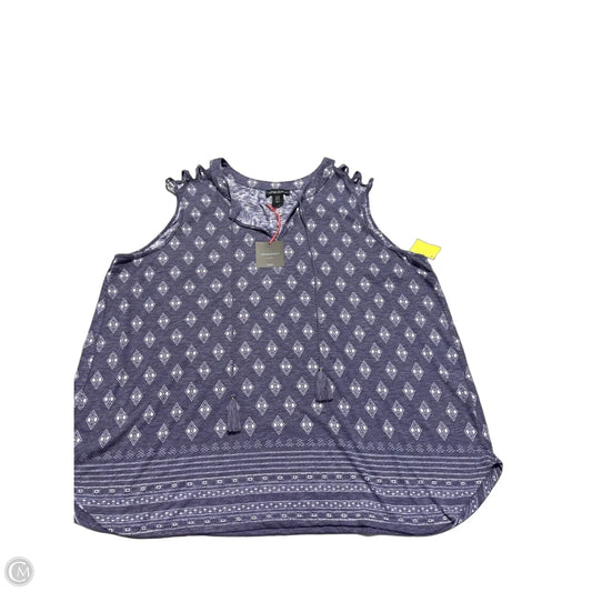 Tank Top By Cme In Blue & White, Size: 3x