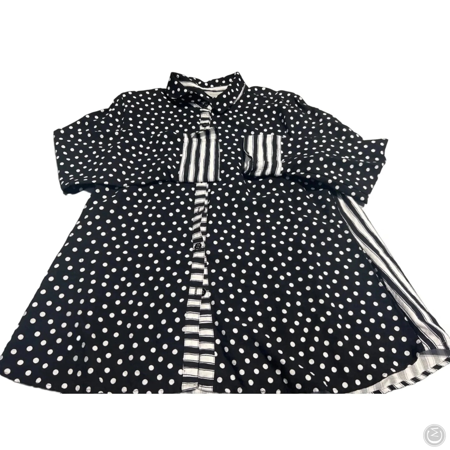 Blouse Long Sleeve By Multiples In Black & White, Size: Xl