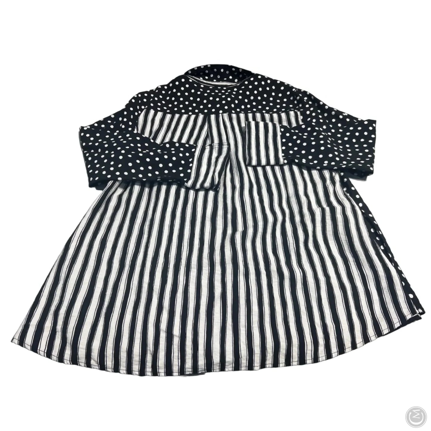 Blouse Long Sleeve By Multiples In Black & White, Size: Xl