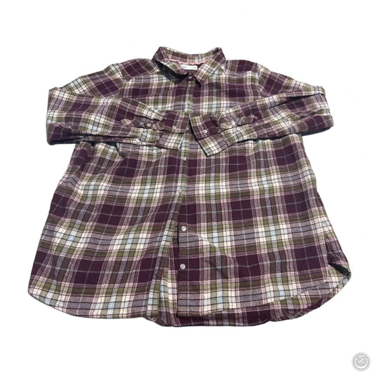 Top Long Sleeve By Croft And Barrow In Plaid Pattern, Size: 1x