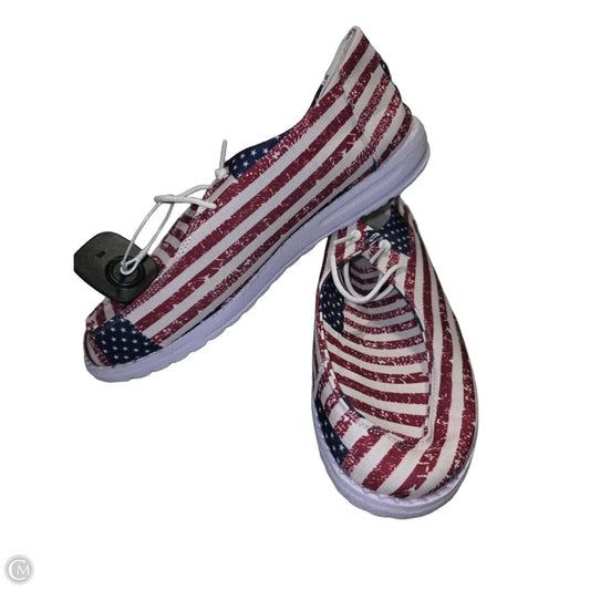 Shoes Flats By Cme In Blue & Red & White, Size: 9