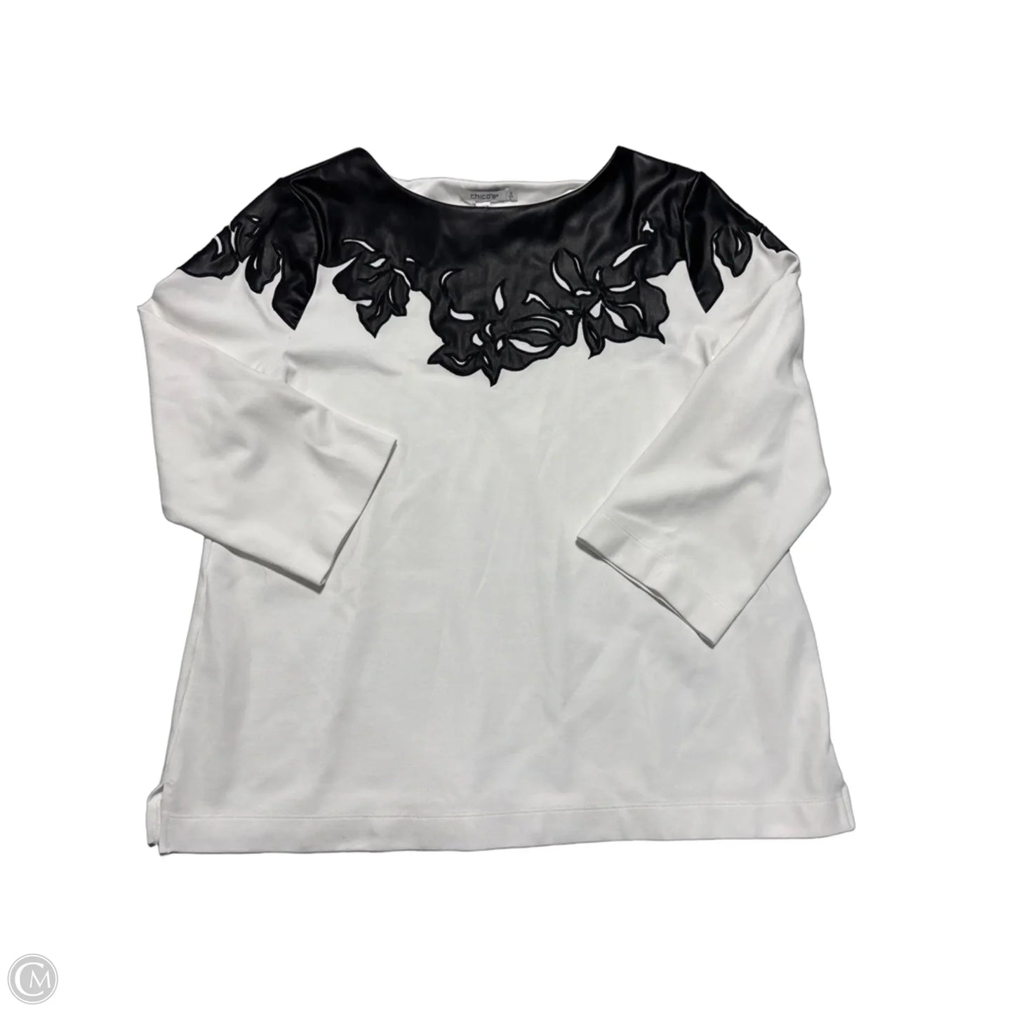 Top 3/4 Sleeve By Chicos In White, Size: L