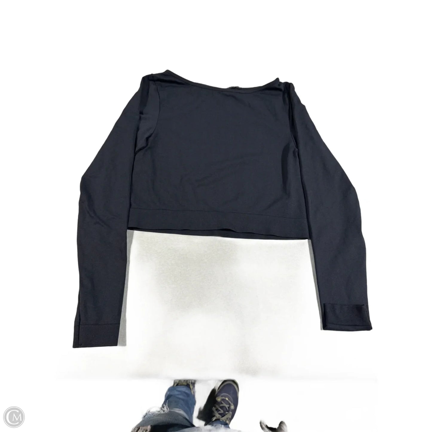 Athletic Top Long Sleeve Collar By H&m In Black, Size: M