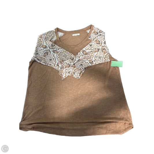 Top Long Sleeve By Maurices In Brown & Cream, Size: L